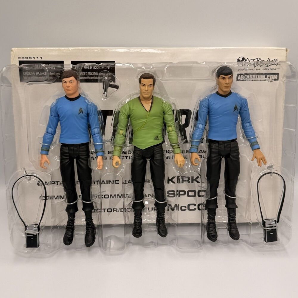 Star Trek Original Series Action Figure Set Complete 7" Kirk Spock McCoy 2003